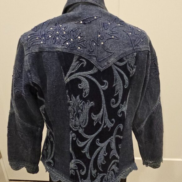 VINTAGE SEQUINED EMBROIDED DENIM JACKET - Picture 6 of 10